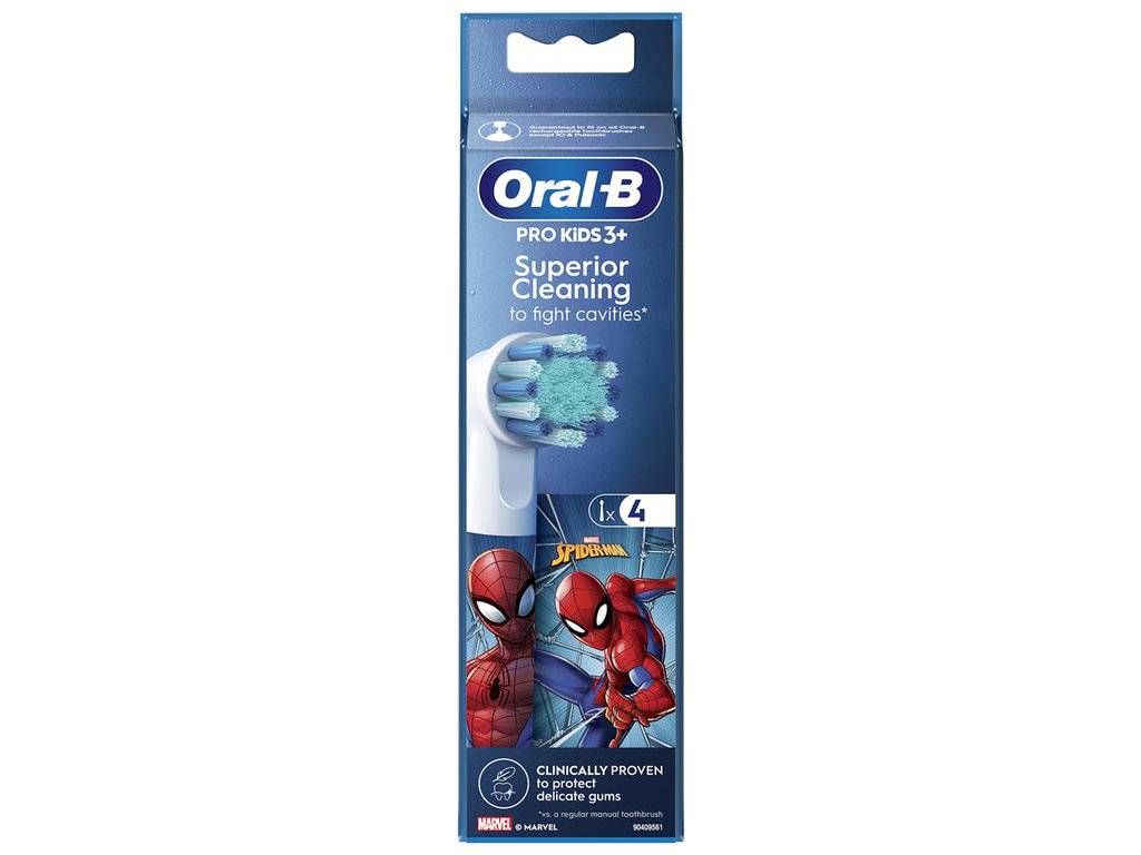 Насадки для электрической зубной щетки Oral-B Kids Spider-Man, детские, пластик, нейлон, 4шт