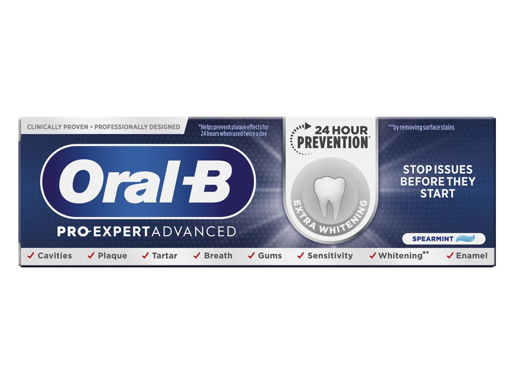 Паста зубна Oral-B Pro-Expert Додаткове відбілювання, комплексний захист, з фтором, 75мл