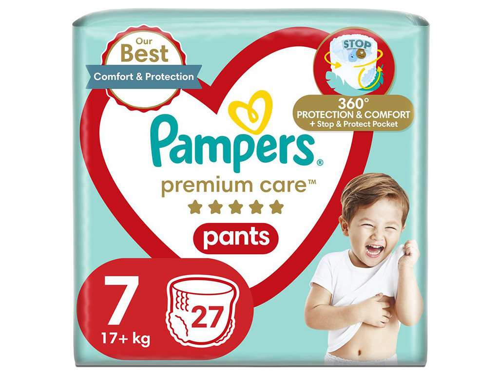 Подгузники-трусики Pampers Premium Care Pants, размер 7 (17+ кг), 27шт