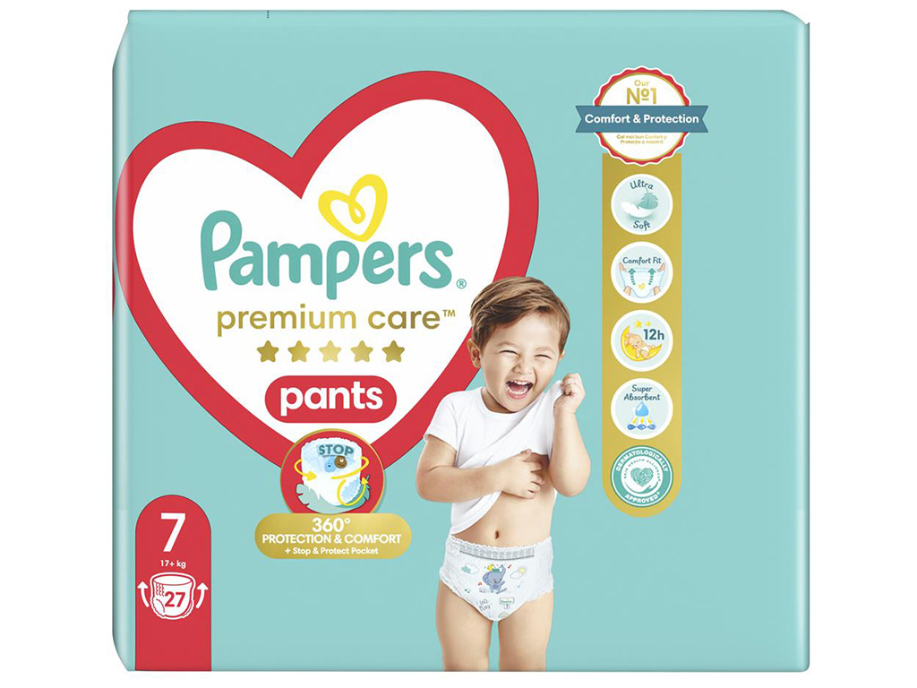 Подгузники-трусики Pampers Premium Care Pants, размер 7 (17+ кг), 27шт