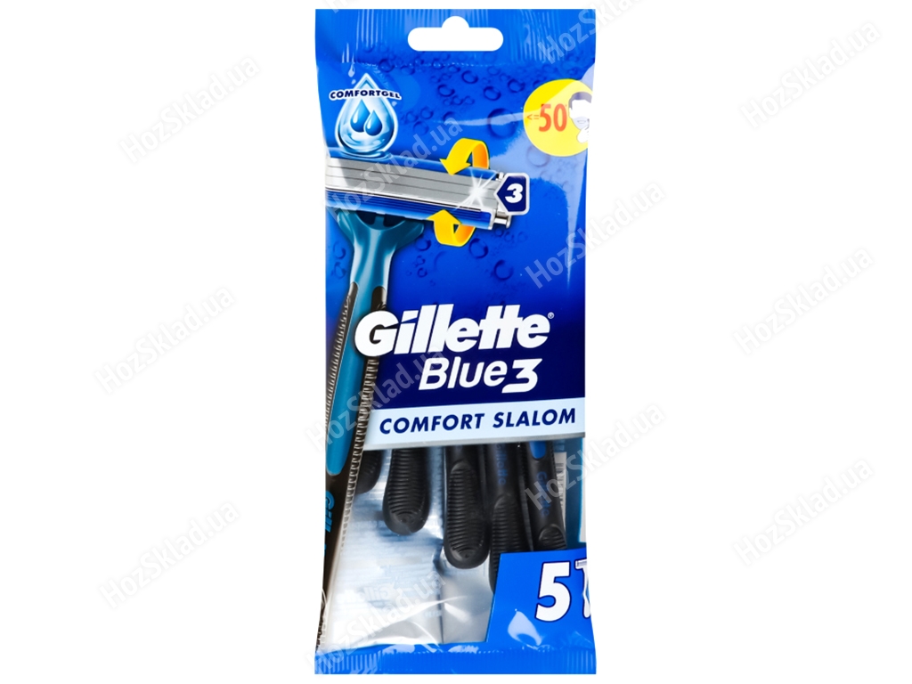 Одноразові бритви Gillette Blue 3, Comfort Slalom, 5шт