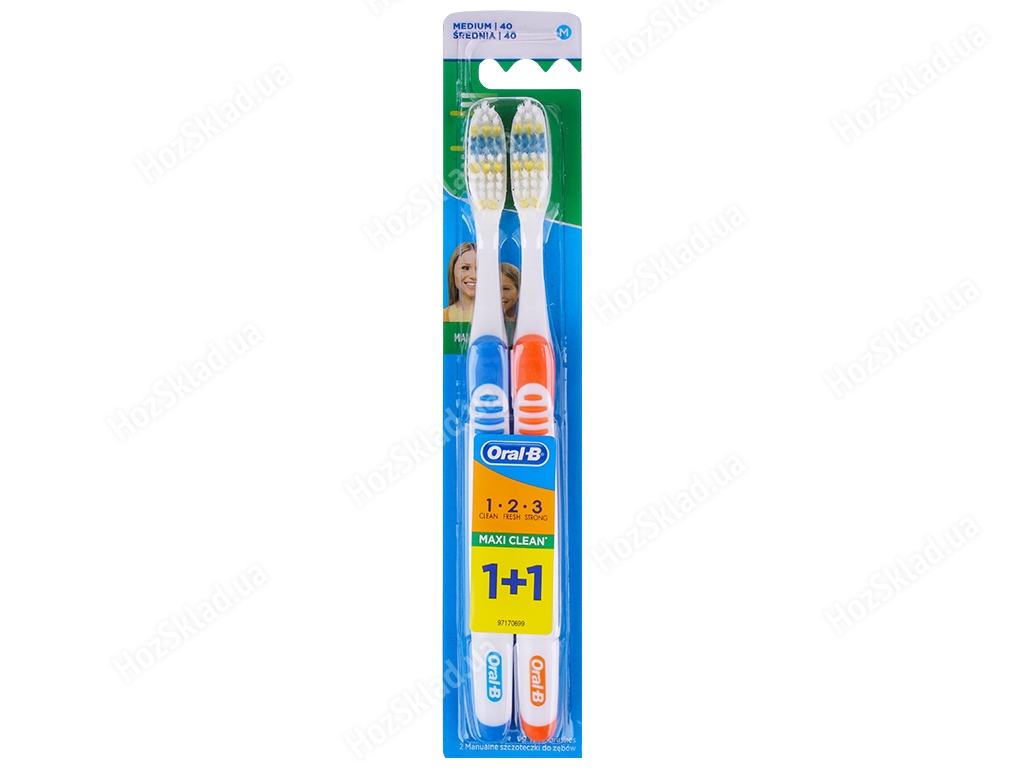 Набор зубных щеток Oral-B Maxi Clean, средней жесткости (цена за набор 2шт)