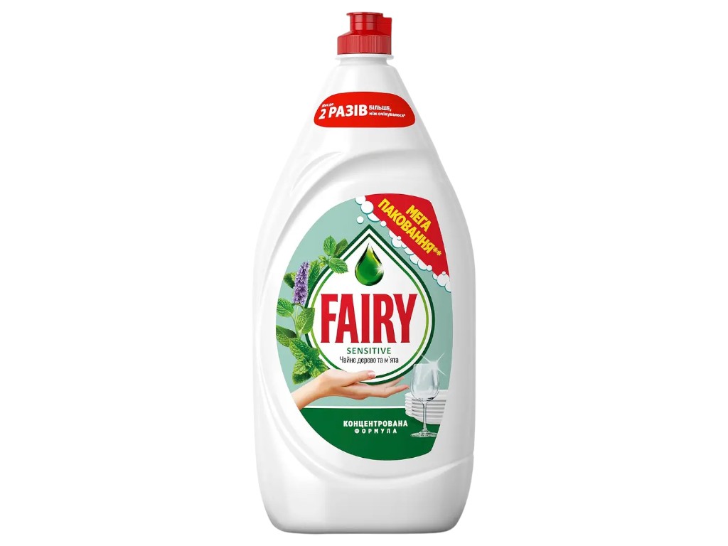 Засіб для миття посуду Fairy Sensitive Чайне дерево та м'ята, концентрат, 1,35л