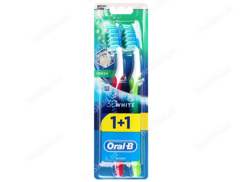 Набір зубних щіток Oral-B 3D White Fresh, cередня, 2шт