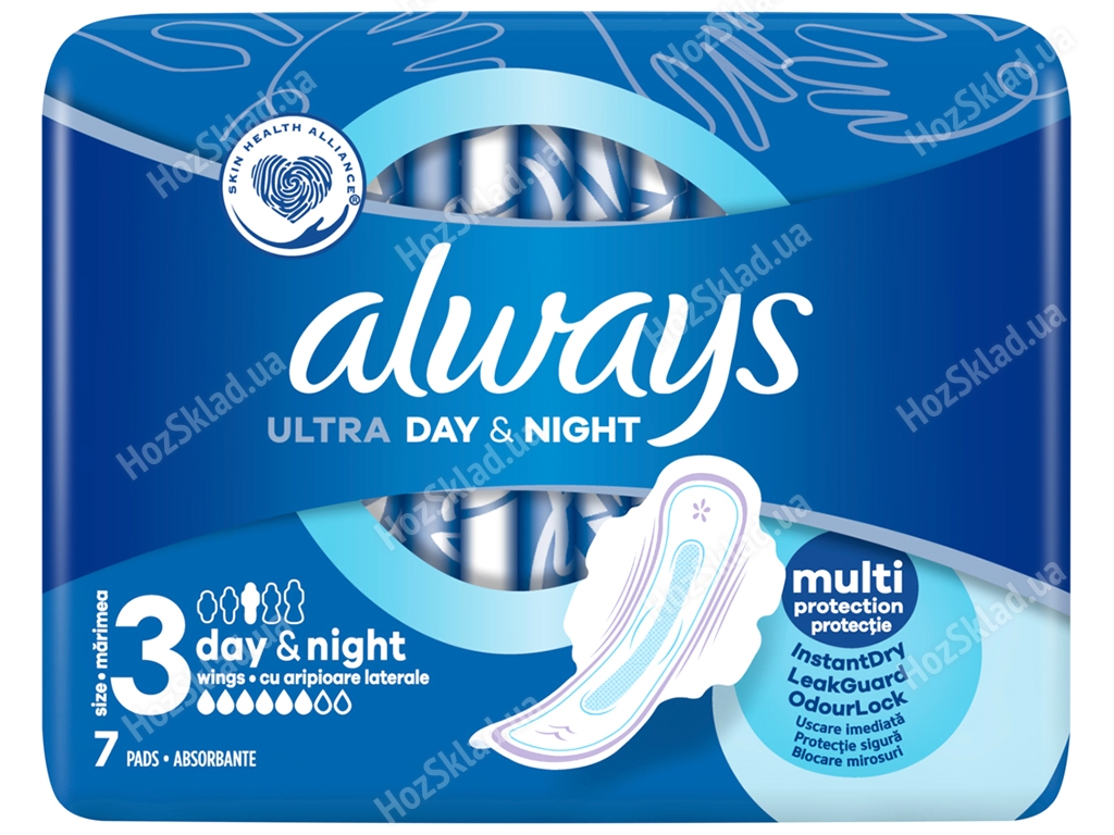 Прокладки ультратонкие Always Ultra Day&Night, ароматизированные, 6капель, 7шт