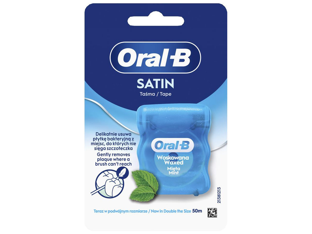 Зубная нить Oral-B Satin Tape Waxed Mint, 50 м