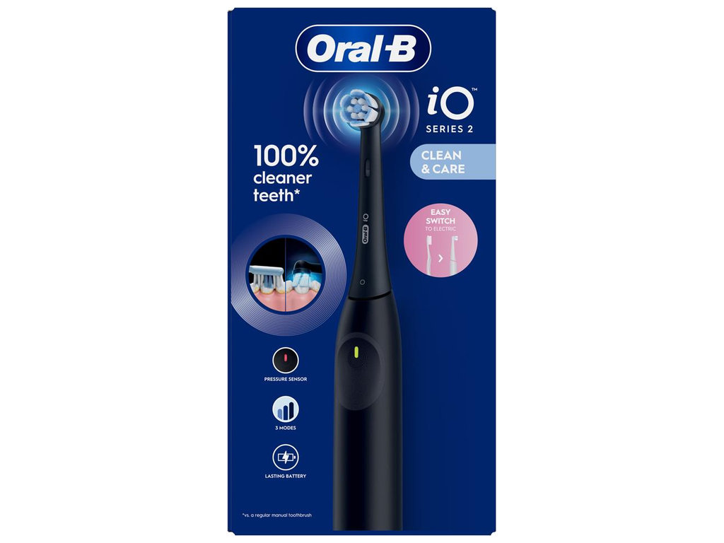 Зубна щітка електрична Oral-B iO 2, акумулятор, 3 режими, пластик, нейлон, колір чорний