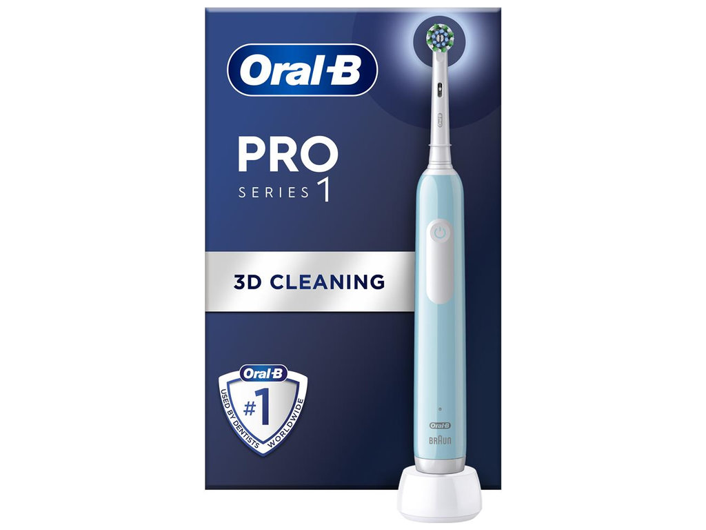 Зубная щетка электрическая Oral-B Pro Series 1, аккумулятор, 3 режима, пластик, нейлон, цвет голубой