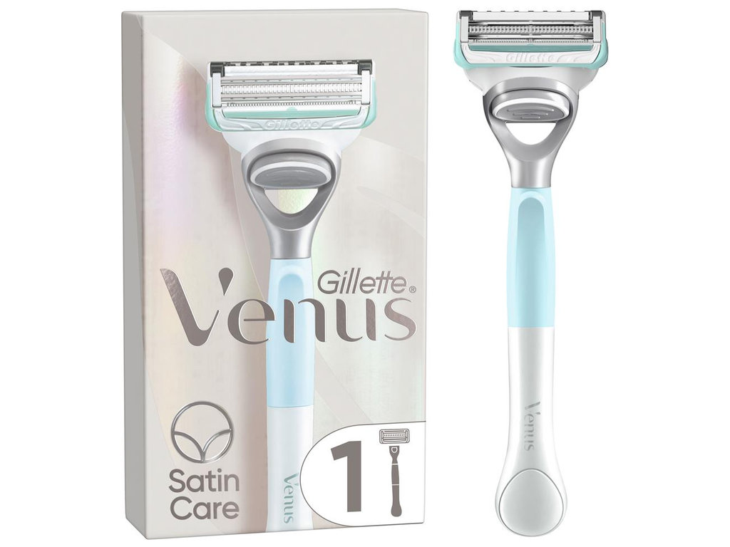 Бритва для гоління Venus Satin Care, 1 змінний картридж, метал, колір блакитний