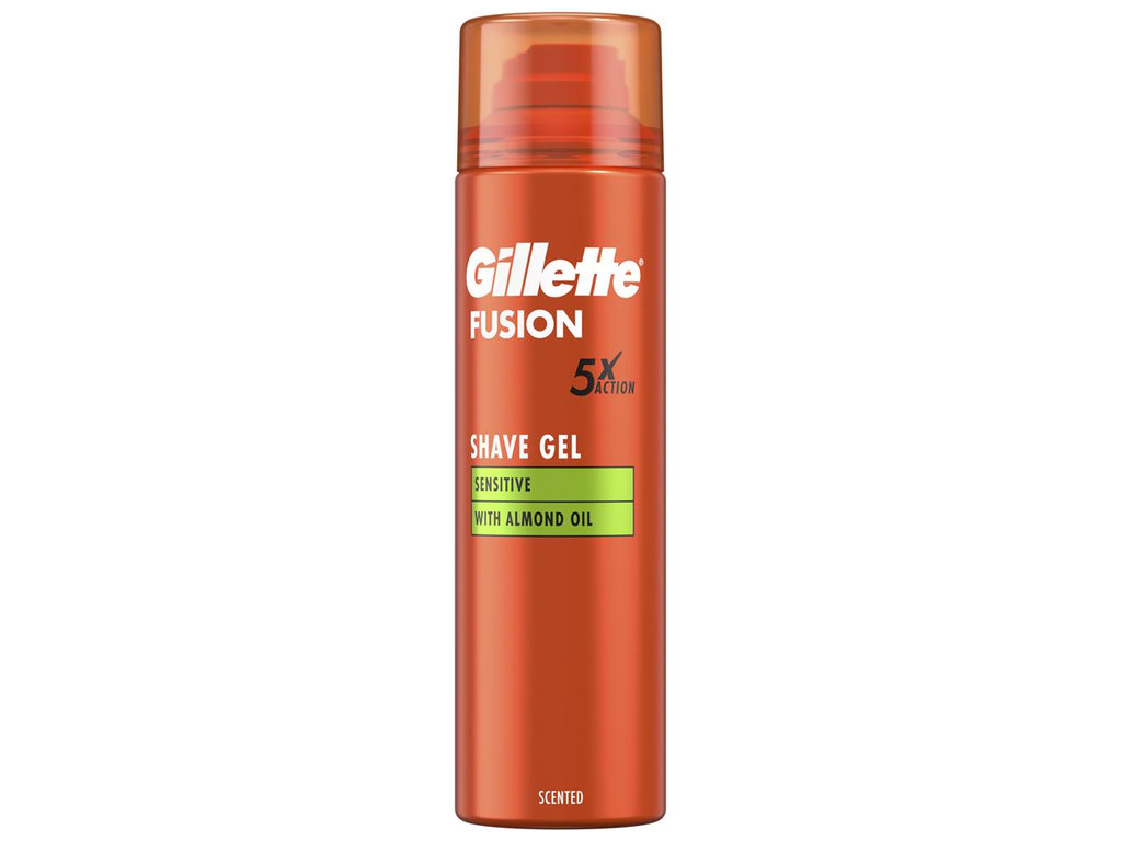 Гель для гоління Gillette Fusion, для чутливої шкіри, з мигдальним маслом, 200мл