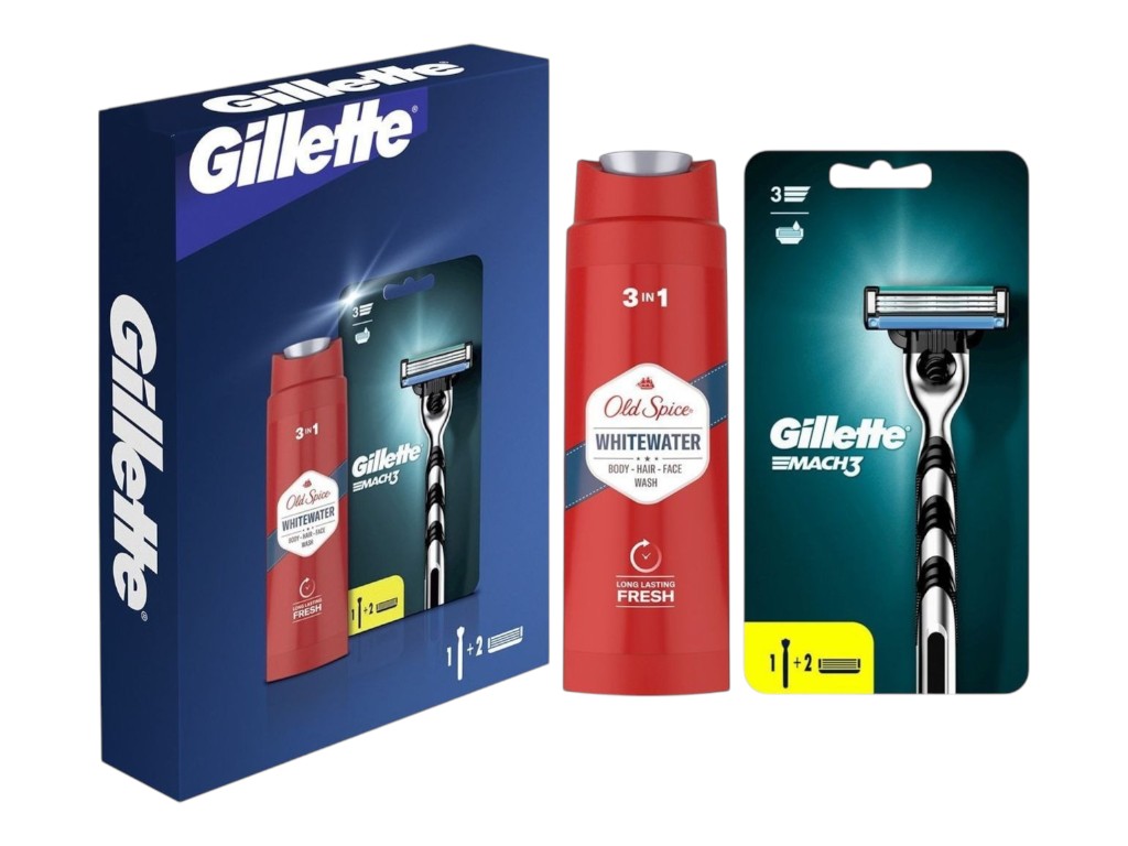Набір для гоління Gillette Mach3 із гелем для душу old spice whitewater 3в1, 250 мл
