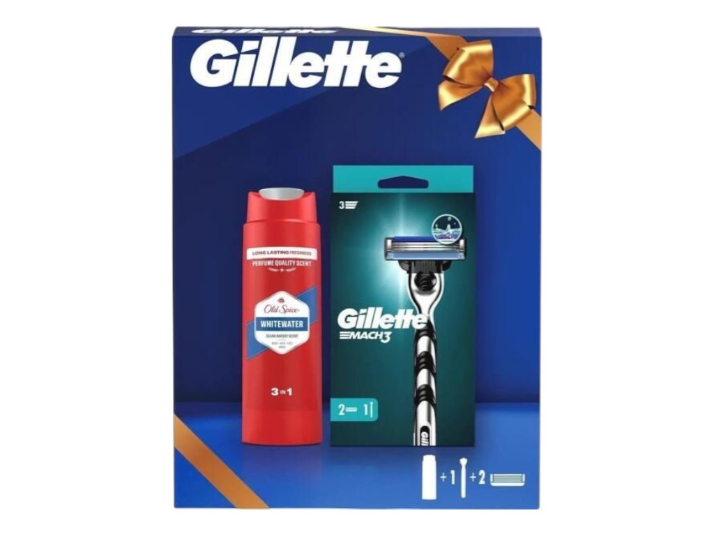 Набір для гоління Gillette Mach3 із гелем для душу old spice whitewater 3в1, 250 мл