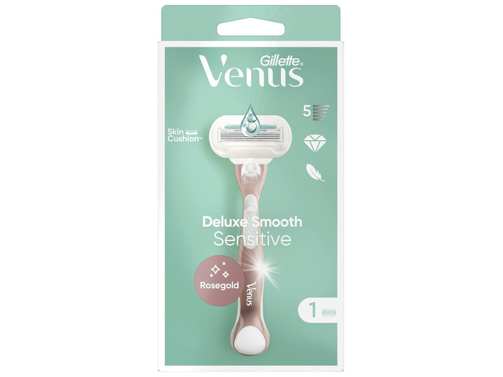 Станок для бритья Gillette Venus Extra Smooth Sensitive, с 1 сменной кассетой, 5 лезвий, цвет розе