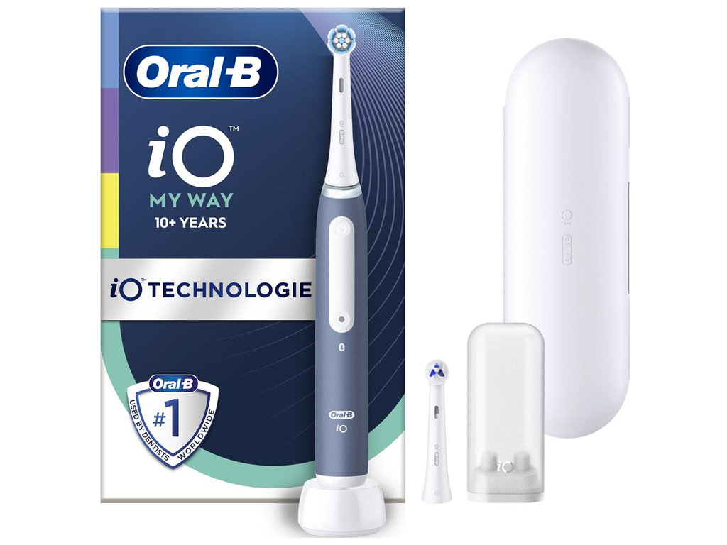 Зубная щетка электрическая Oral-B iO 4 My Way Blue + футляр, пластик, нейлон, цвет белый с синим