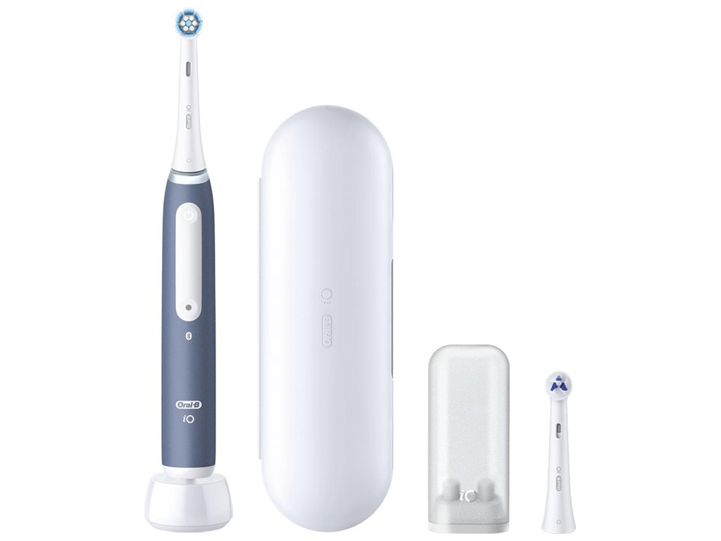 Зубная щетка электрическая Oral-B iO 4 My Way Blue + футляр, пластик, нейлон, цвет белый с синим
