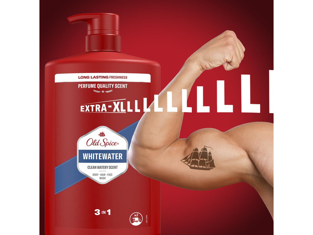 Гель для душу + шампунь Old Spice Whitewater 2-у-1, чистий водний аромат, 1л