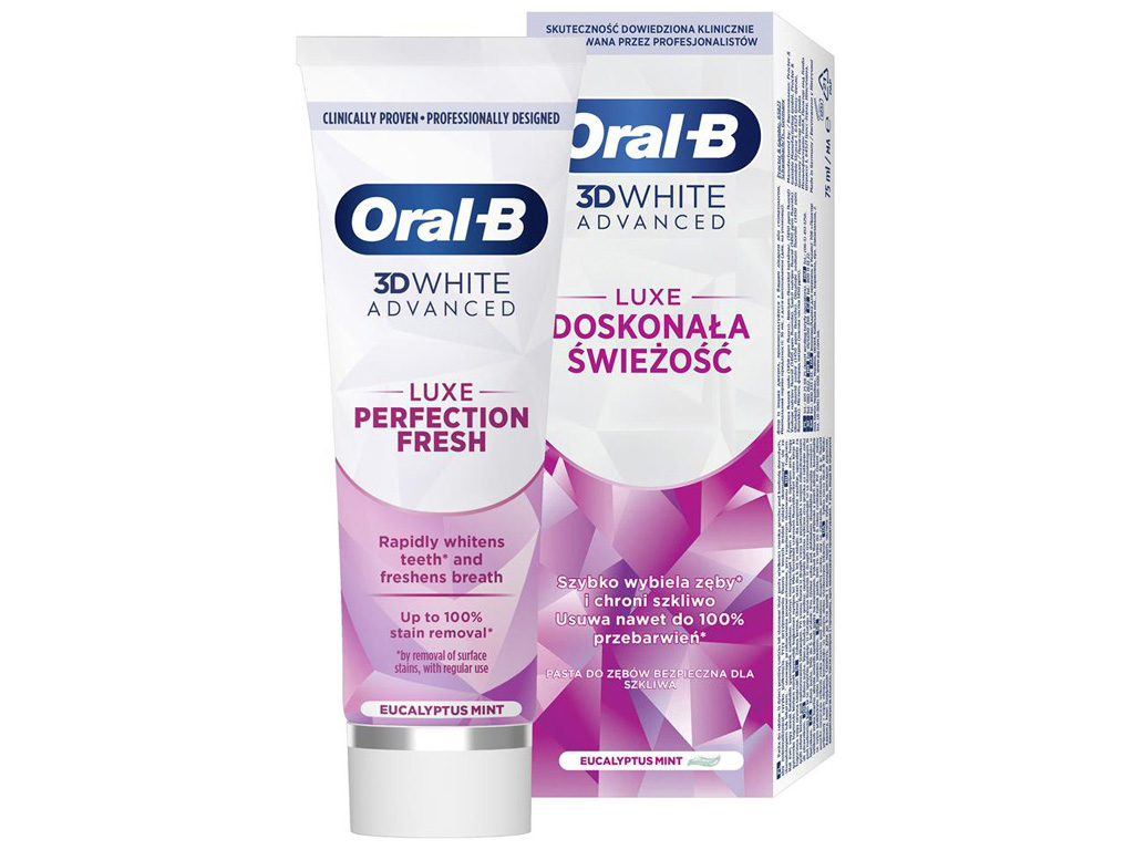 Зубна паста Oral-B 3D White Advanced Luxe Perfection Прохолода м'яти та евкаліпта, 75мл