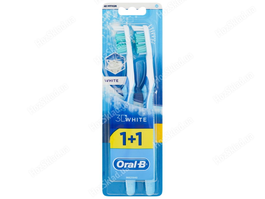 Щетки зубные Oral-B 3D White Отбеливание 40 средняя жесткость (цена за набор 1+1шт)