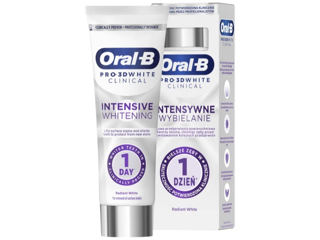 Зубна паста Oral-B Pro-3D White Clinical, інтенсивне відбілювання, 75мл