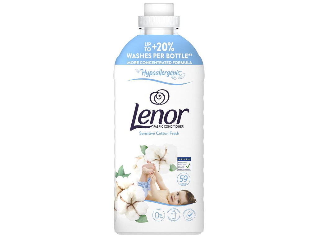 Кондиціонер для білизни Lenor Свіжість бавовни, для чутливої шкіри, 59 циклів, 1,239л