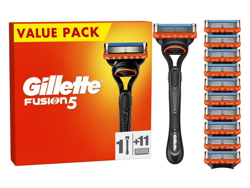 Станок для бритья Gillette Fusion5, 11 сменных картриджей, металл, сталь, цвет черный