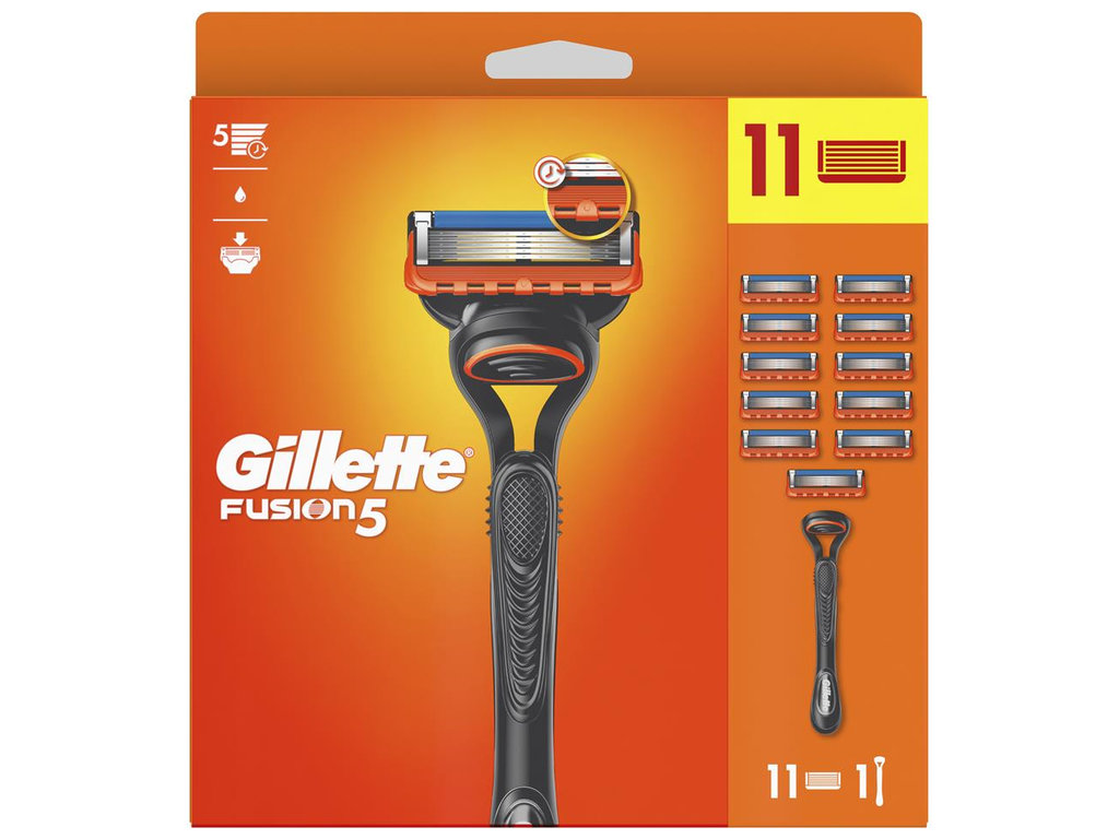 Станок для бритья Gillette Fusion5, 11 сменных картриджей, металл, сталь, цвет черный