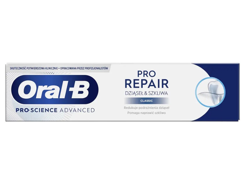 Зубна паста Oral-B Pro-Science Відновлення ясен та емалі, класична з фтором, 75мл