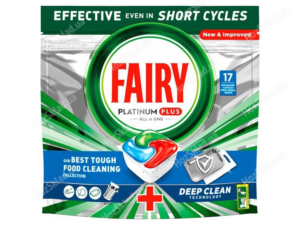 Капсулы для посудомоечных машин Fairy Platinum Plus Все-в-1, 17шт