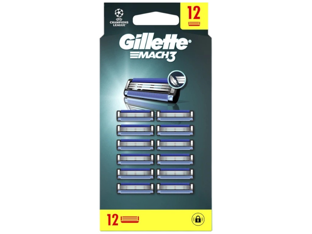 Картриджи сменные Gillette Mach3, сталь, 12шт