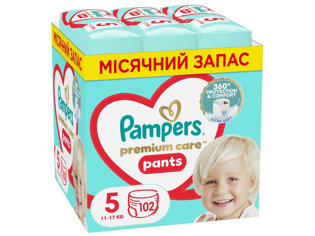 Подгузники-трусики Pampers Premium Care Pants, одноразовые, размер 5, 11-17кг, 102шт/уп