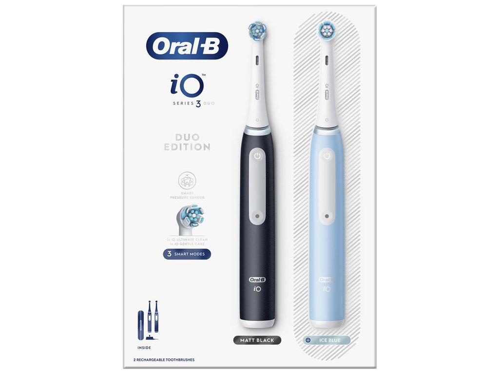 Набор зубных щеток электрических Oral-B iO 3 Duo, аккумулятор, 3 режима, футляр (цена за набор 2шт)