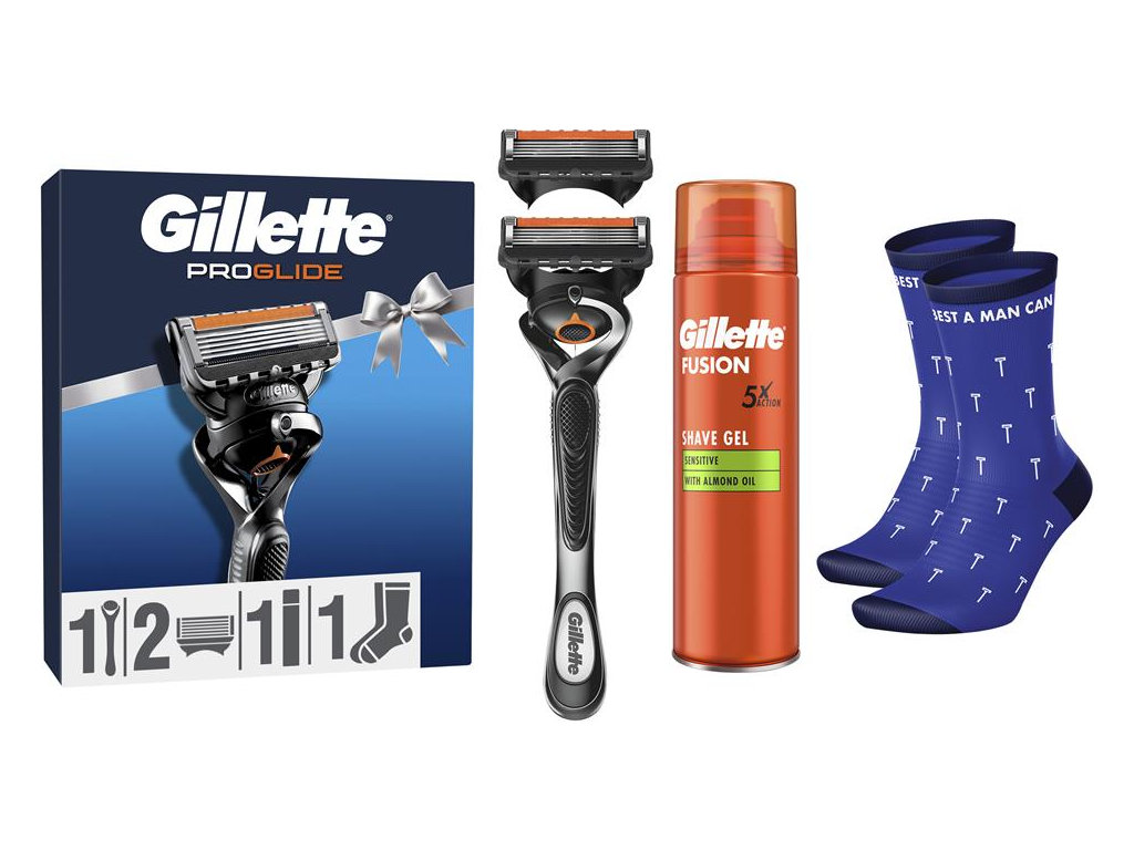 Набор подарочный Gillette Fusion5 Proglide Flexball, станок, 2 картриджа, гель 200мл, носки