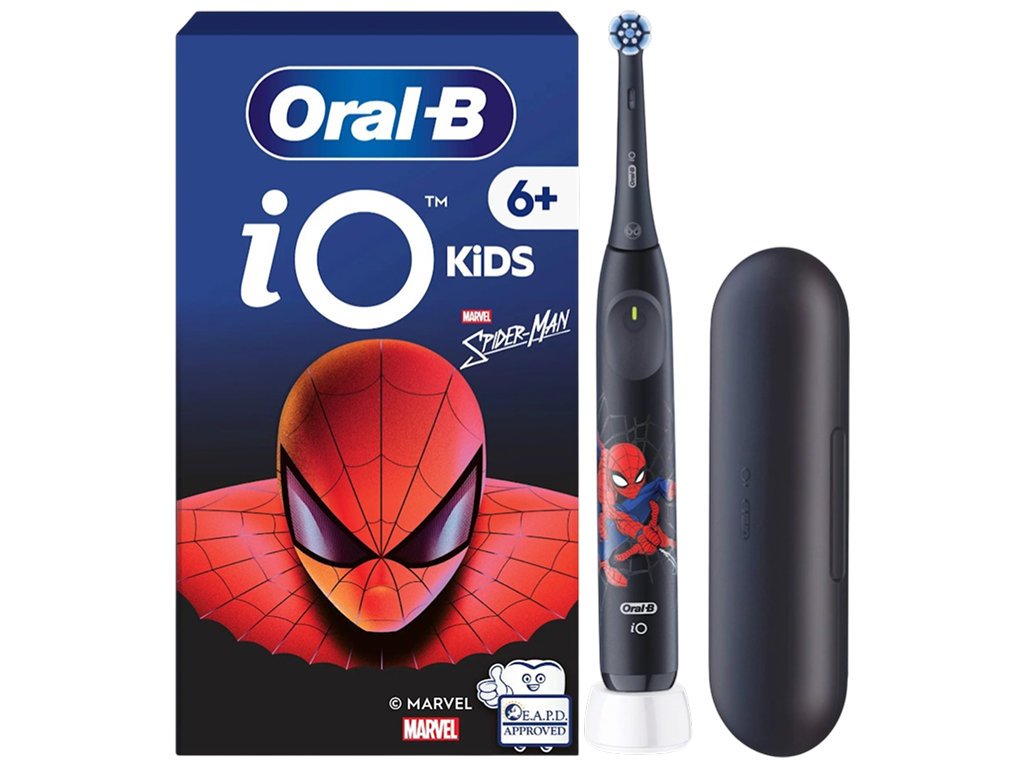 Електрична зубна щітка Oral-B iO Kids Spider-Man, акумуляторна, 3 режими, колір чорний