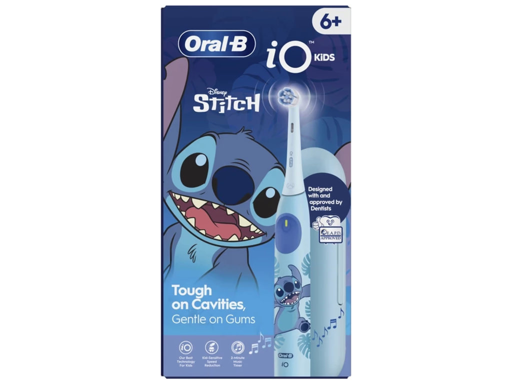 Зубная щетка электрическая детская Oral-B iO Kids Disney Stitch6+, аккумулятор, футляр, цвет голубой