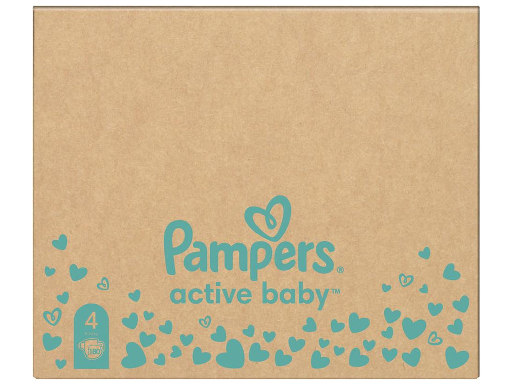 Подгузники Pampers Active Baby, одноразовые, слой Extra Sleep, размер 4 (Maxi), 9-14кг, 180шт/уп