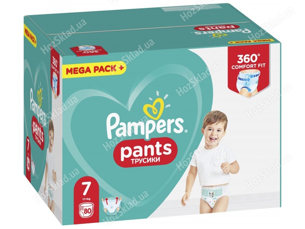 Підгузки-трусики одноразові для хлопчиків і дівчаток Pampers Pants Розмір 7 17+кг 80шт