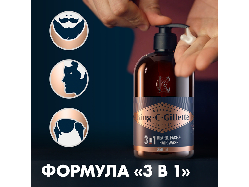 Набор для ухода за бородой Gillette King C. Gillette с шампунем 350 мл и бальзамом 100 мл