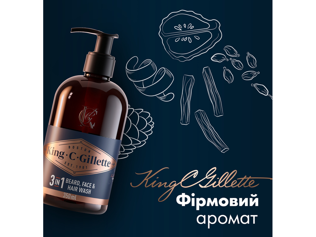Набор для ухода за бородой Gillette King C. Gillette с шампунем 350 мл и бальзамом 100 мл