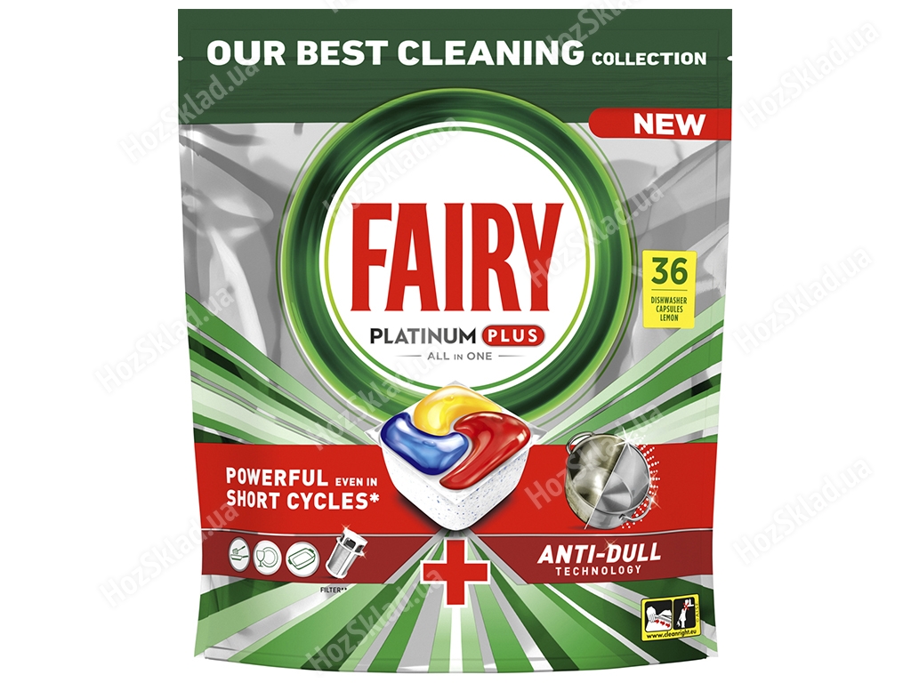Капсулы для посудомоечных машин Fairy Platinum Plus All in One Lemon, 36шт