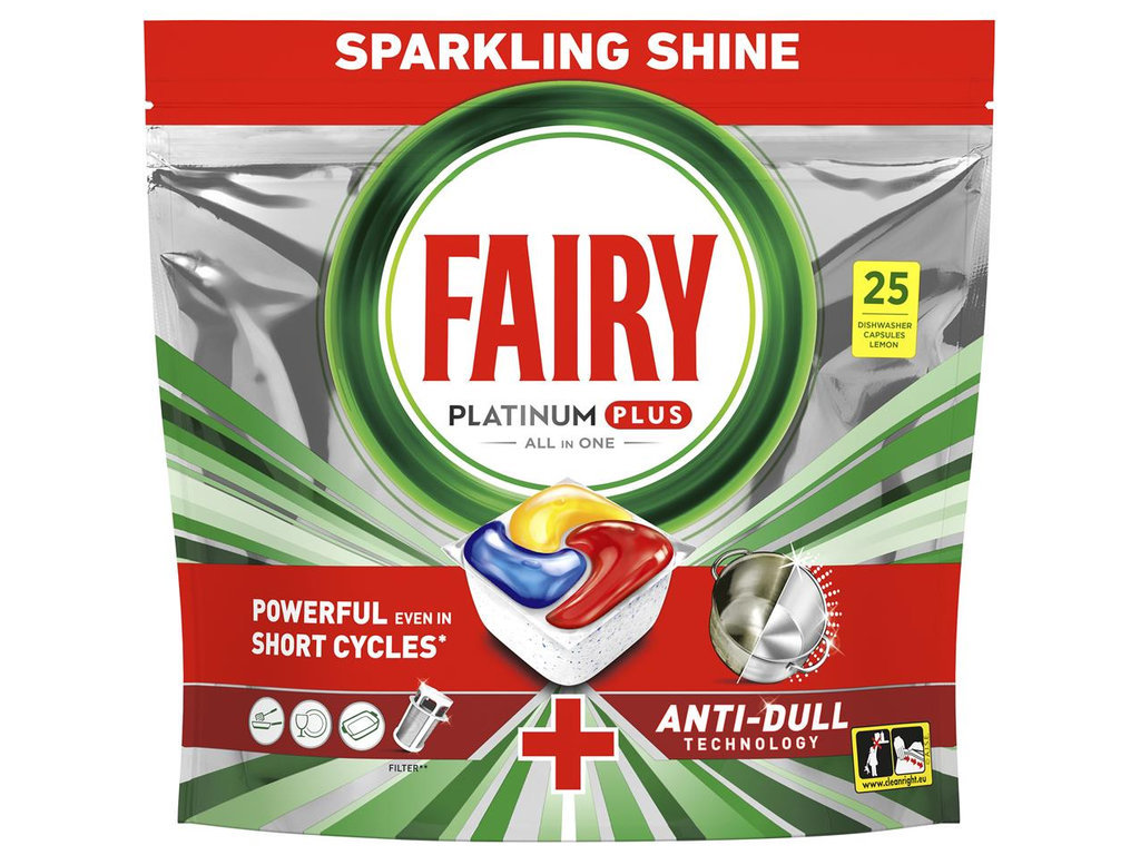 Капсули для посудомийної машини Fairy Platinum Plus All in One, 25 шт