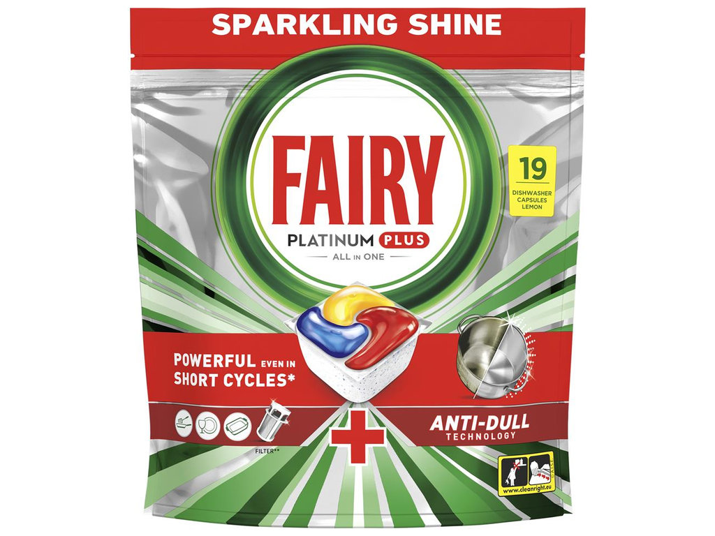 Капсули для посудомийних машин Fairy Platinum Plus All in One, 19шт