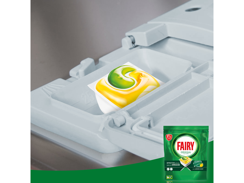 Капсулы для посудомоечных машин Fairy Original «Все в одном» с ароматом лимона, 56шт