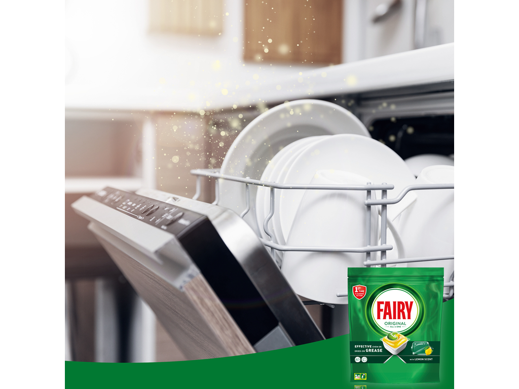 Капсулы для посудомоечных машин Fairy Original «Все в одном» с ароматом лимона, 56шт