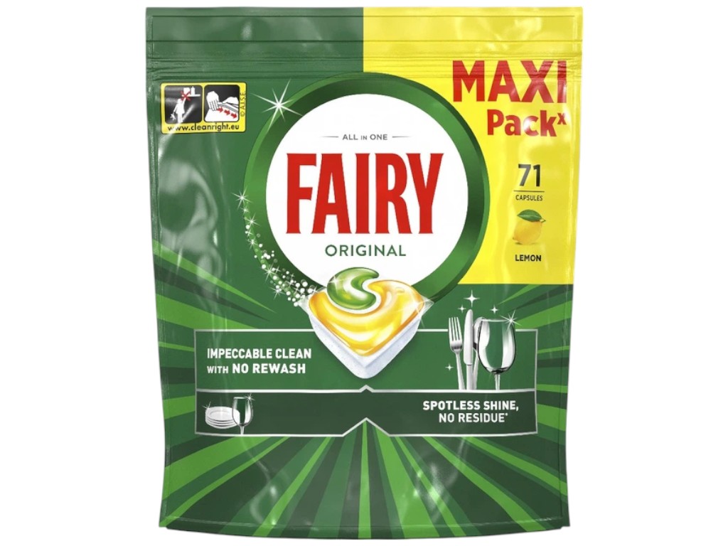 Капсули для посудомийних машин Fairy Original All in One, аромат лимон, 71шт