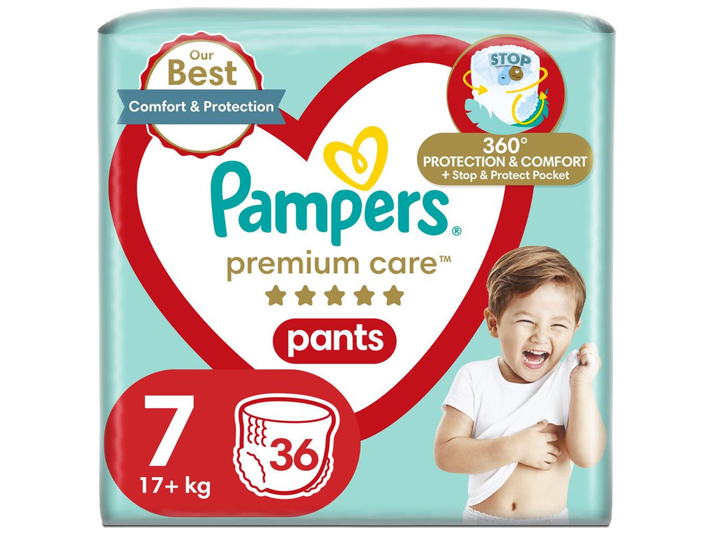 Подгузники-трусики Pampers Premium Care Pants, одноразовые, размер 7, 15кг+ , 36шт/уп