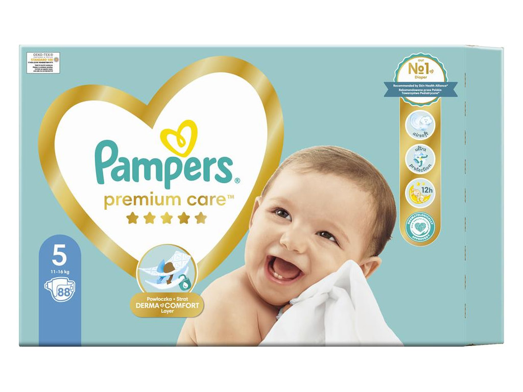 Подгузники Pampers Premium Care Junior, размер 5 (11–16 кг), 88шт
