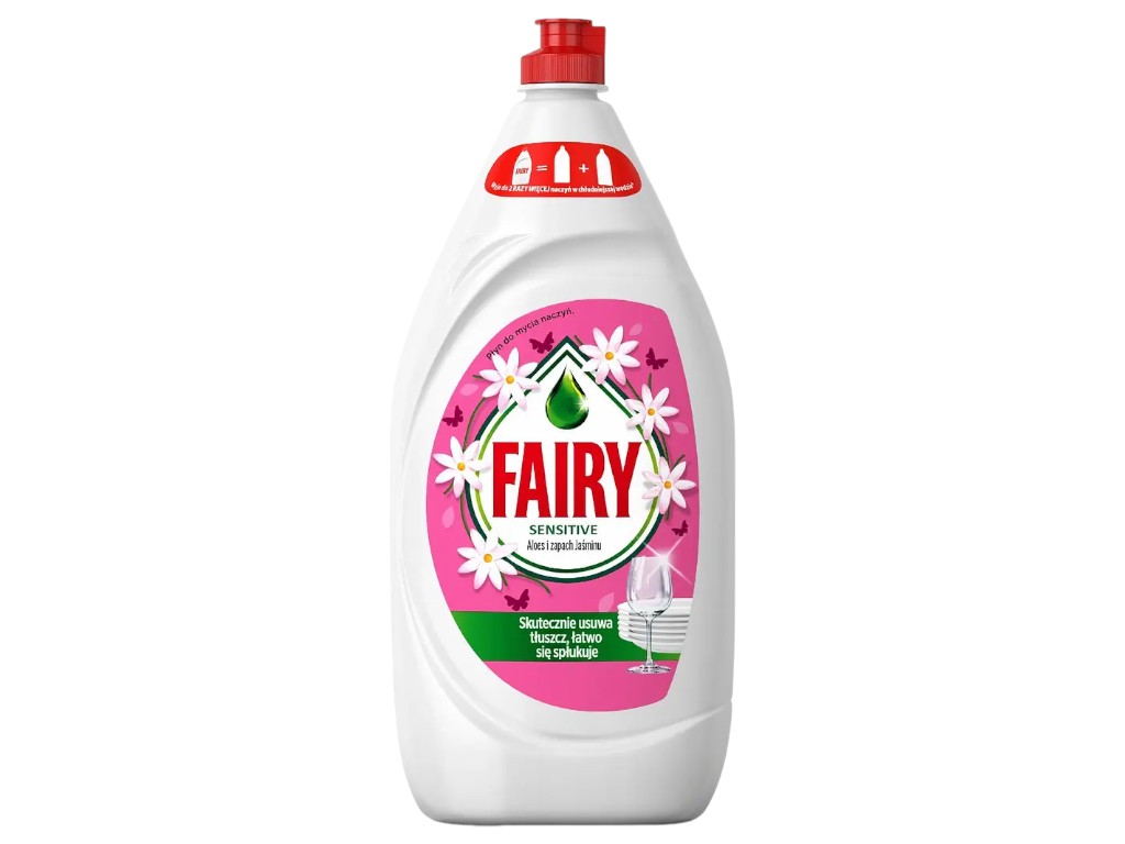 Засіб для миття посуду Fairy Sensitive, алое віра та жасмин, безфосфатний, 1,35л
