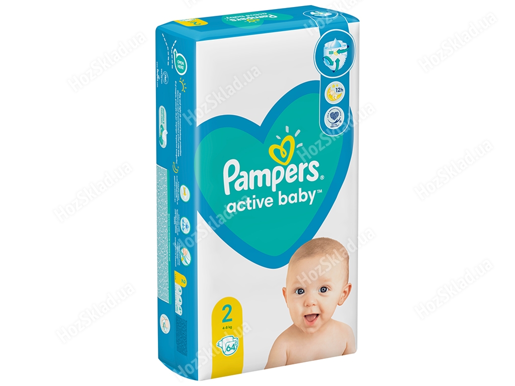 Подгузники одноразовые для мальчиков и девочек Pampers Active Baby Размер 2 Mini 4-8кг 64шт
