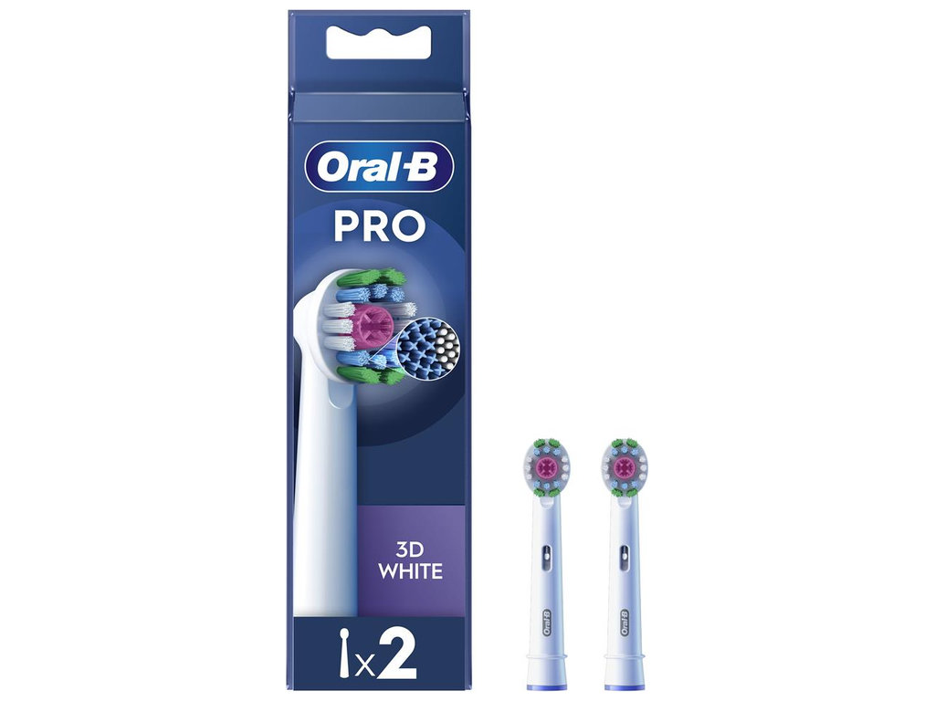 Насадки для электрической зубной щетки Oral-B Pro 3D White, пластик, нейлон, цвет белый, 2шт