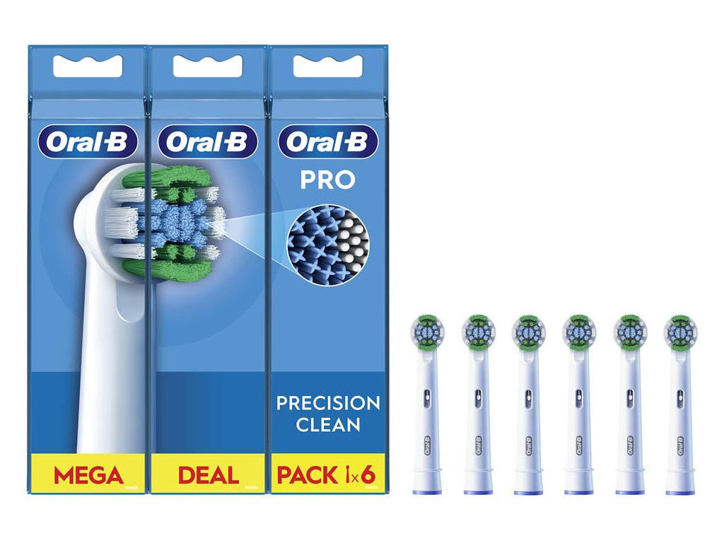 Насадки для электрической зубной щетки Oral-B Pro Precision Clean, пластик, нейлон, цвет белый, 6шт